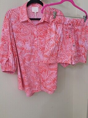 Tropical Inkblot Jacques Top And Shorts Set. Small. Cinq A Sept
